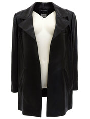2001 Leather CC Mark Button Coat, Black