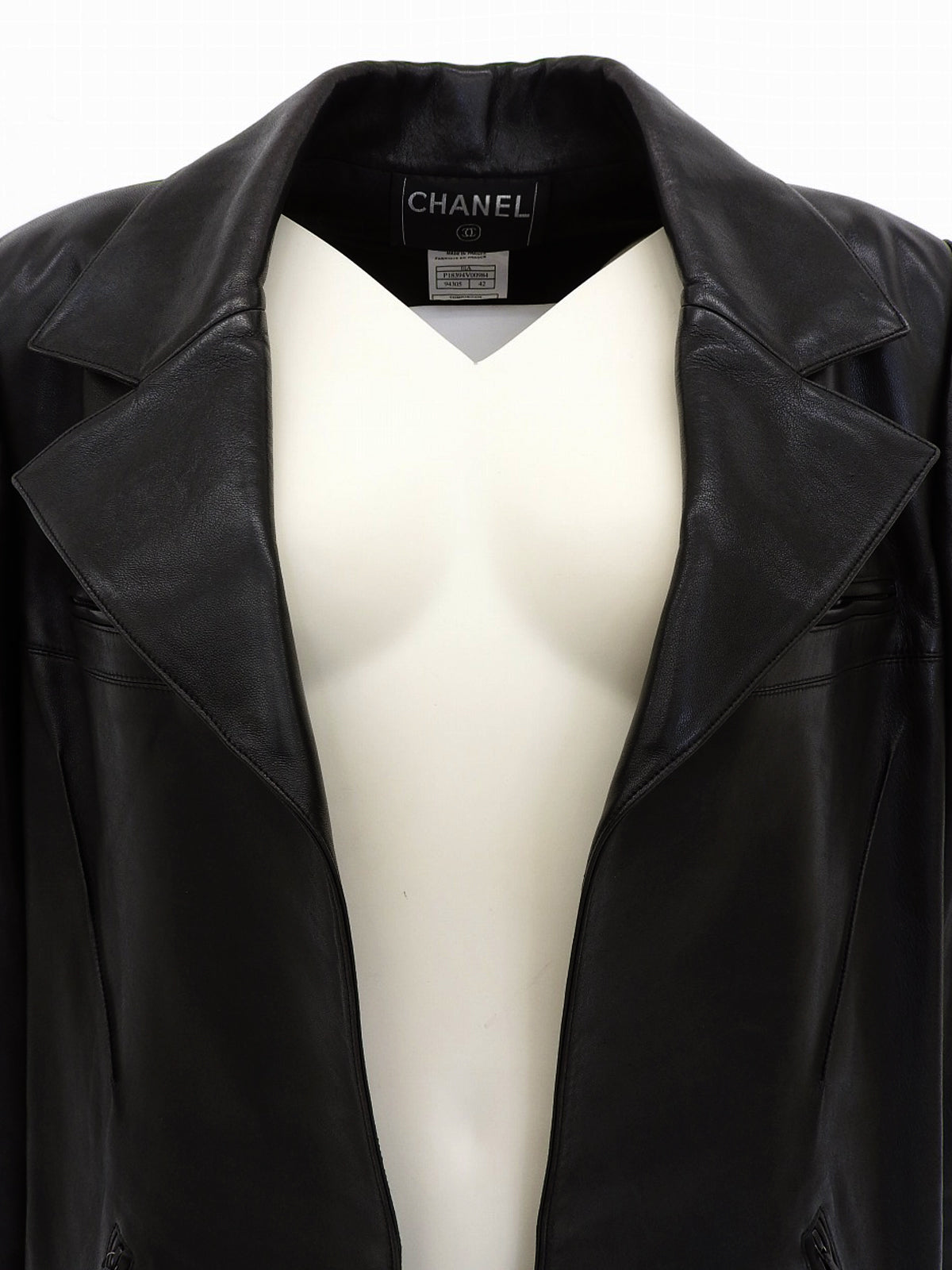 2001年製 リアルレザーCCマークボタンコート ブラック