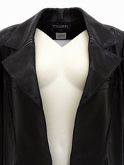 2001年製 リアルレザーCCマークボタンコート ブラック