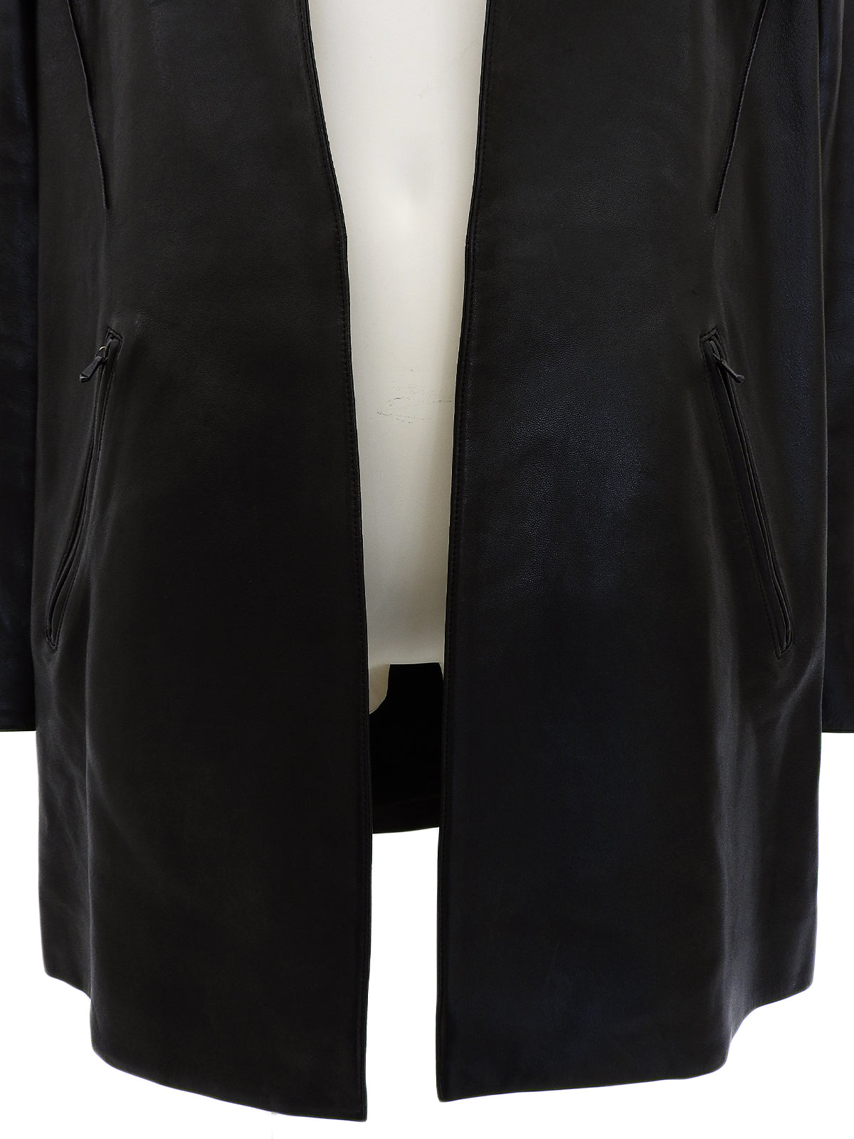 2001年製 レザーCCマークボタンコート ブラック