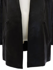 2001年製 レザーCCマークボタンコート ブラック