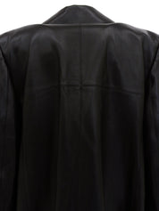 2001年製 レザーCCマークボタンコート ブラック