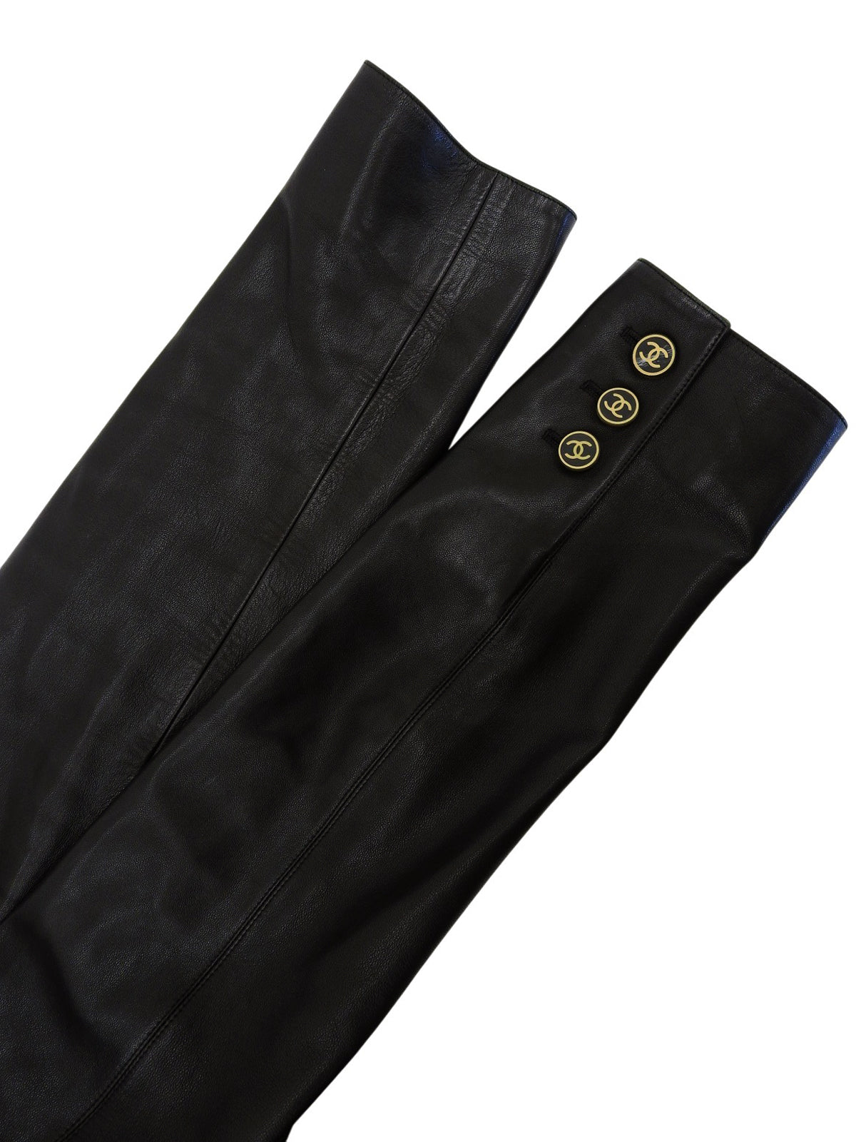 2001年製 レザーCCマークボタンコート ブラック