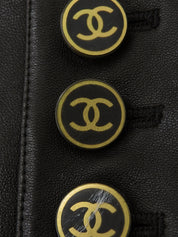 2001年製 リアルレザーCCマークボタンコート ブラック