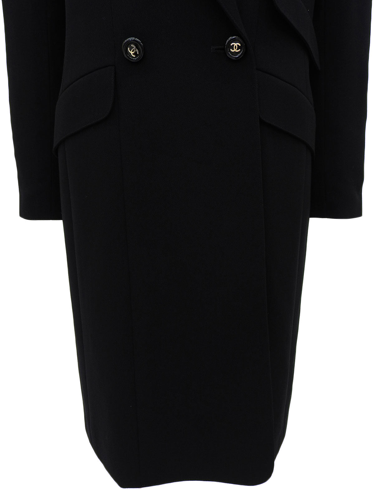 1997年製　ウールCCマークボタンロングジャケット　ブラック