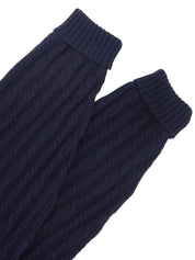 ウールケーブルニットロゴボタンカーディガン ネイビー