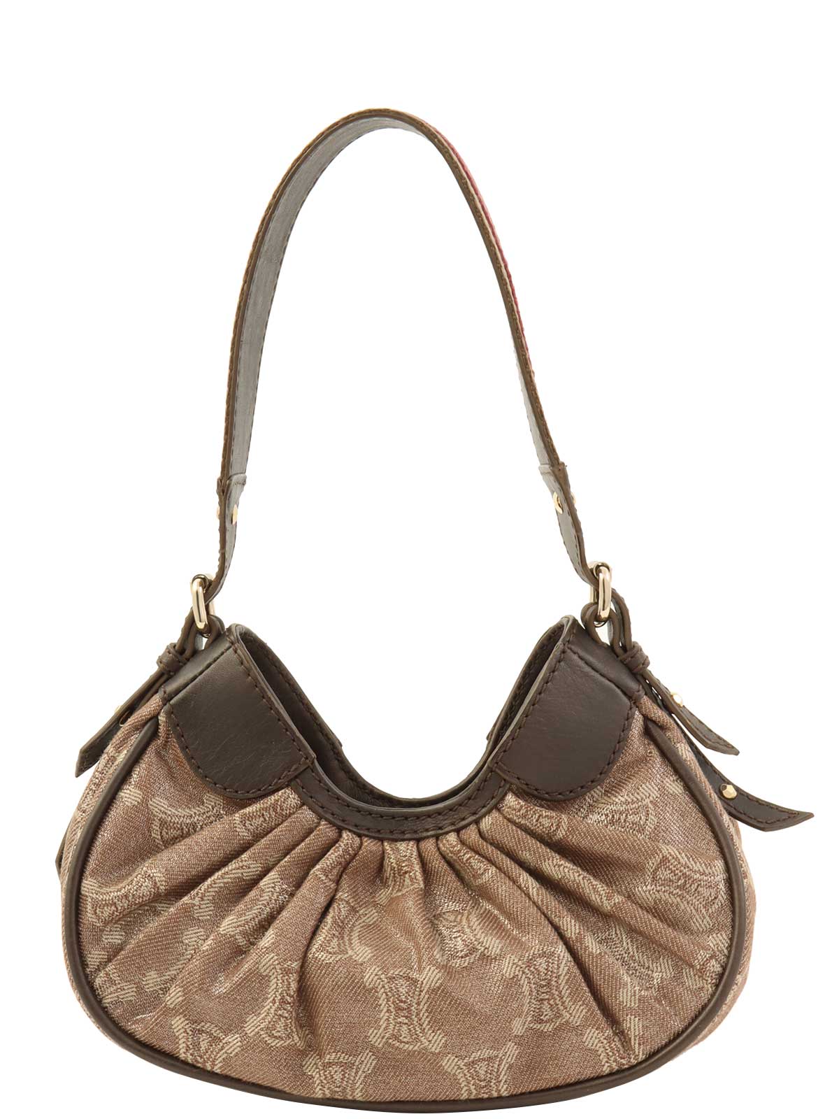 キャンバスマカダムパターンワンショルダーバッグ ブラウン