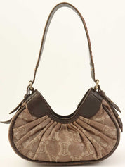 キャンバスマカダムパターンワンショルダーバッグ ブラウン