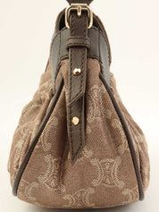 キャンバスマカダムパターンワンショルダーバッグ ブラウン