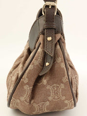 キャンバスマカダムパターンワンショルダーバッグ ブラウン