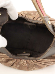 キャンバスマカダムパターンワンショルダーバッグ ブラウン