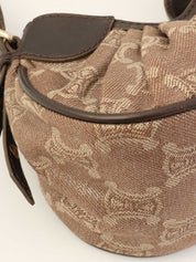 キャンバスマカダムパターンワンショルダーバッグ ブラウン