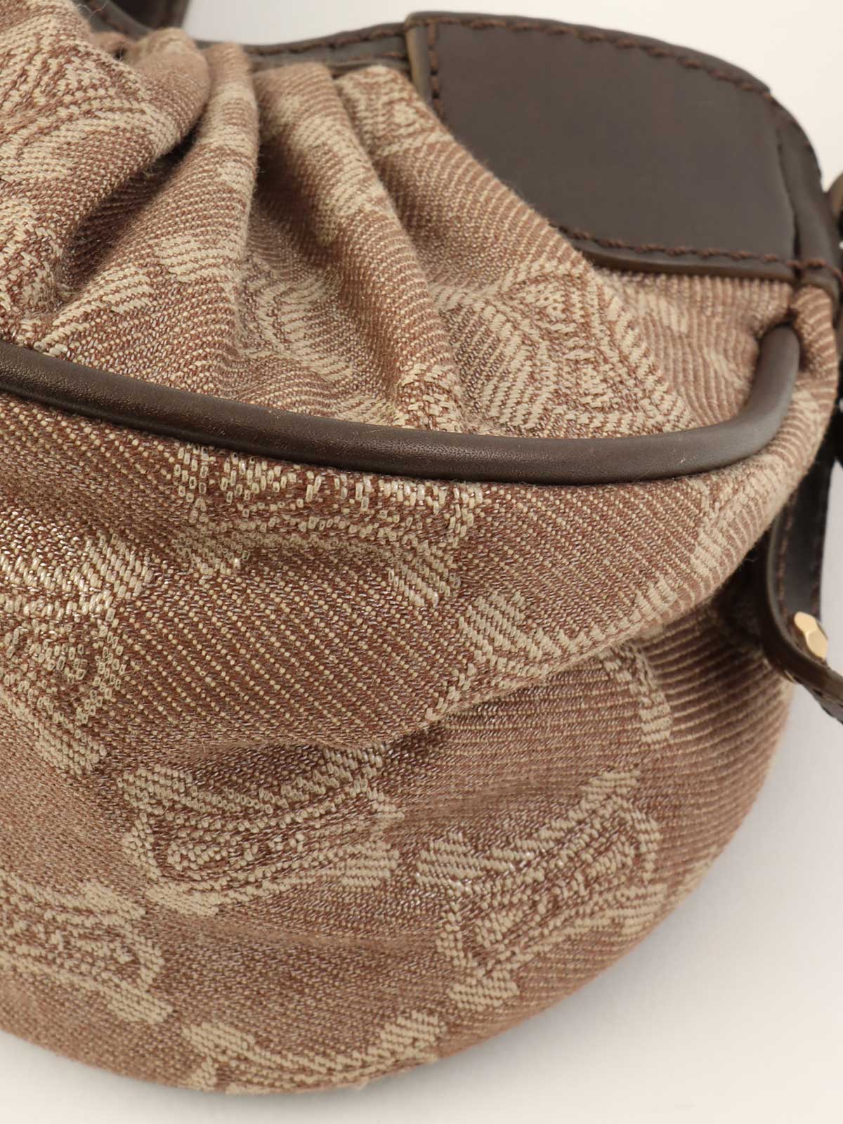 キャンバスマカダムパターンワンショルダーバッグ ブラウン