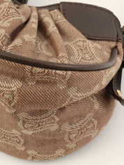 キャンバスマカダムパターンワンショルダーバッグ ブラウン