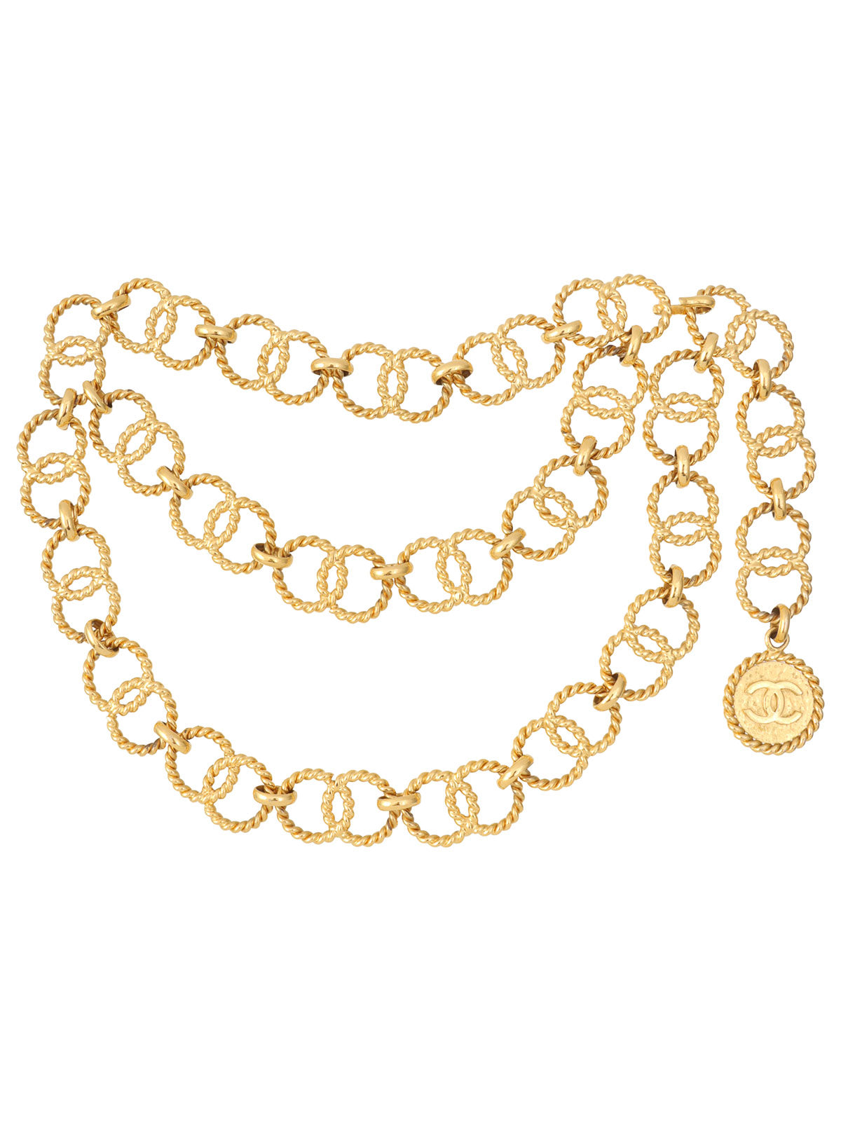 1990年製 CCマークコインチャームチェーンベルト ゴールド