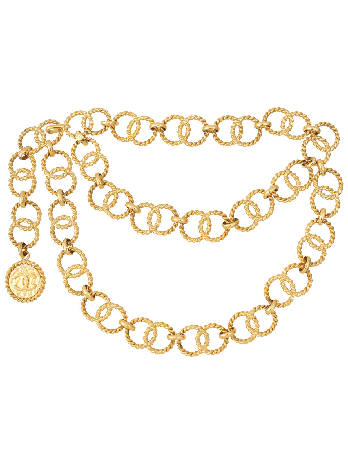 1990年製 CCマークコインチャームチェーンベルト ゴールド