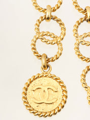 1990年产CC标志硬币吊坠链条腰带，金色
