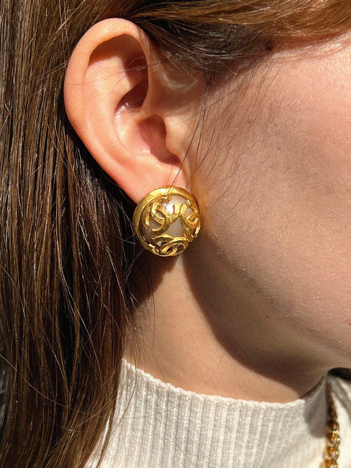 1994 Round 3CC Mark Design Earrings Gold