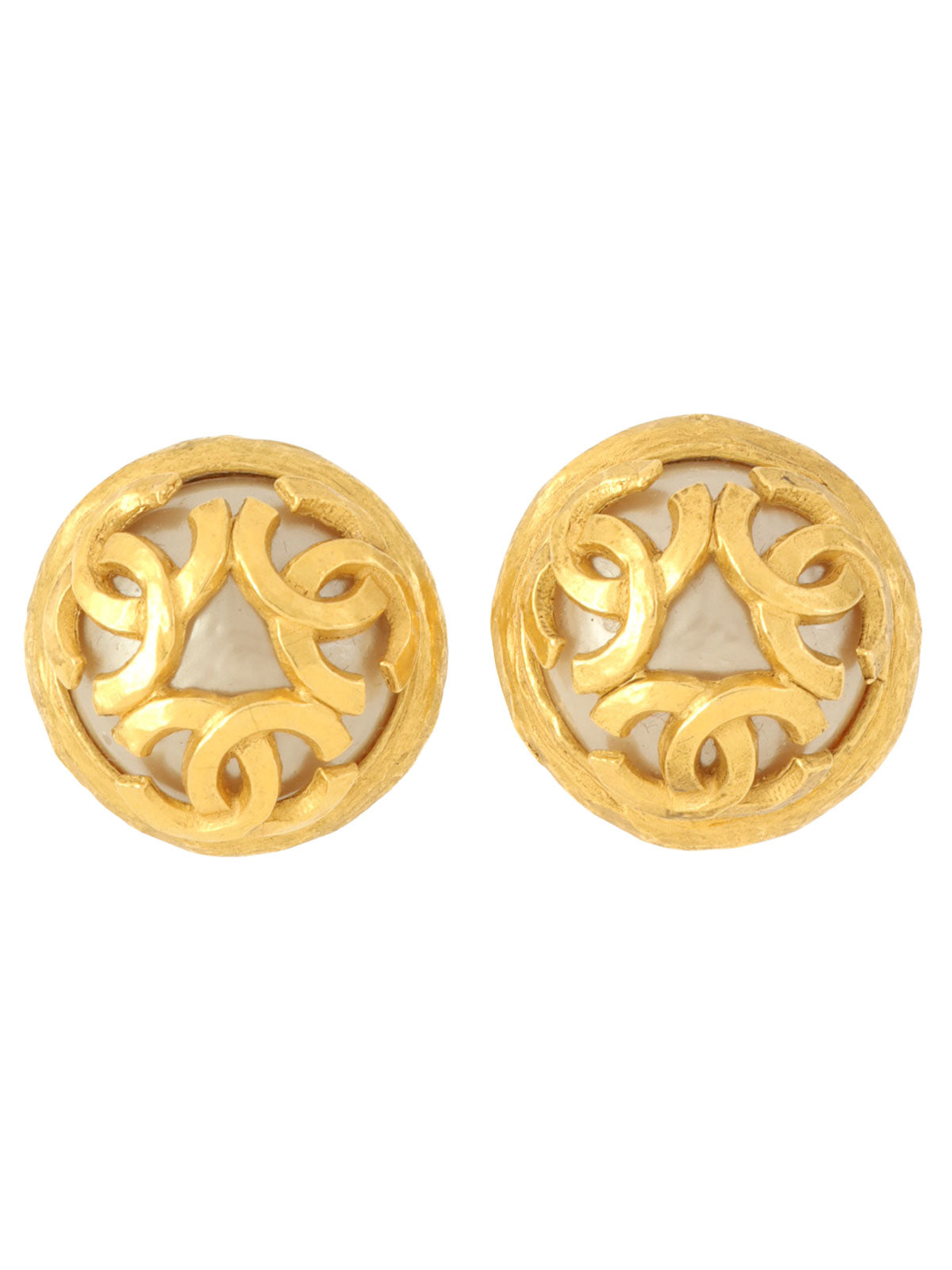 1994 Round 3CC Mark Design Earrings Gold