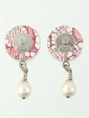 2013 Round CC Mark Rhinestone Pearl Swing Earrings