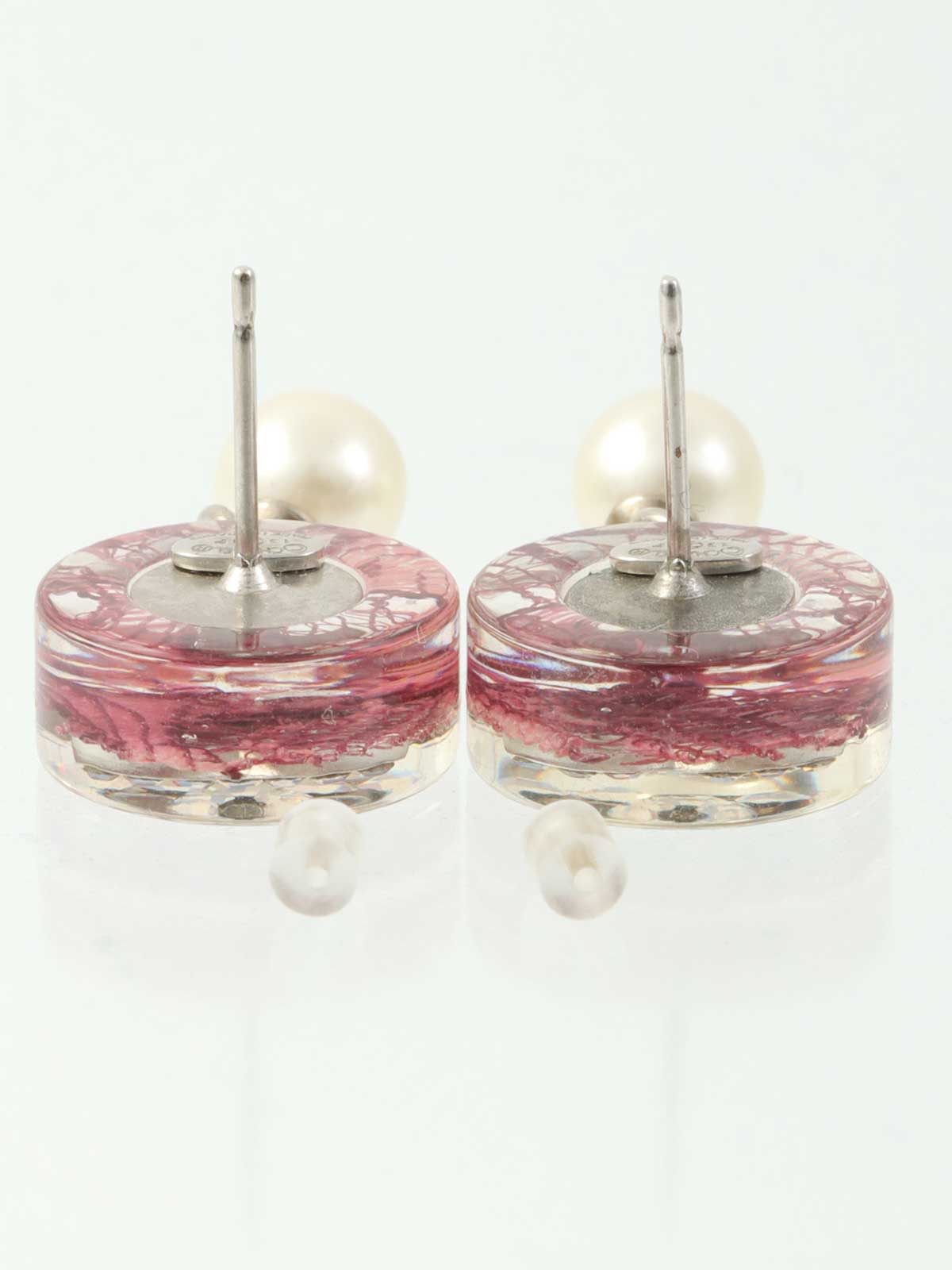2013 Round CC Mark Rhinestone Pearl Swing Earrings
