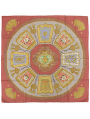 カレ90　Poste Et Cavalerieパターンスカーフ　テラコッタ/マルチ