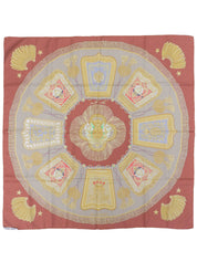 カレ90　Poste Et Cavalerieパターンスカーフ　テラコッタ/マルチ