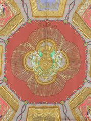 カレ90　Poste Et Cavalerieパターンスカーフ　テラコッタ/マルチ