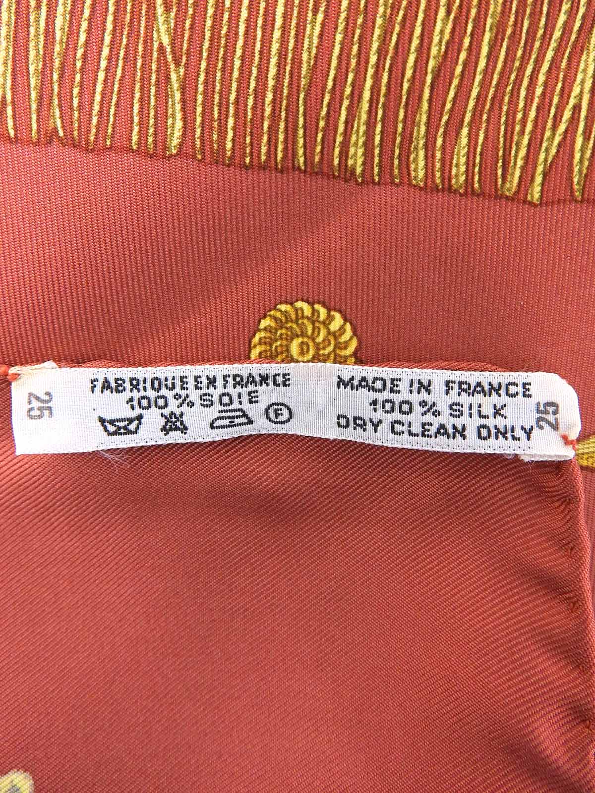 カレ90　Poste Et Cavalerieパターンスカーフ　テラコッタ/マルチ