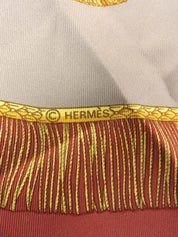 カレ90　Poste Et Cavalerieパターンスカーフ　テラコッタ/マルチ