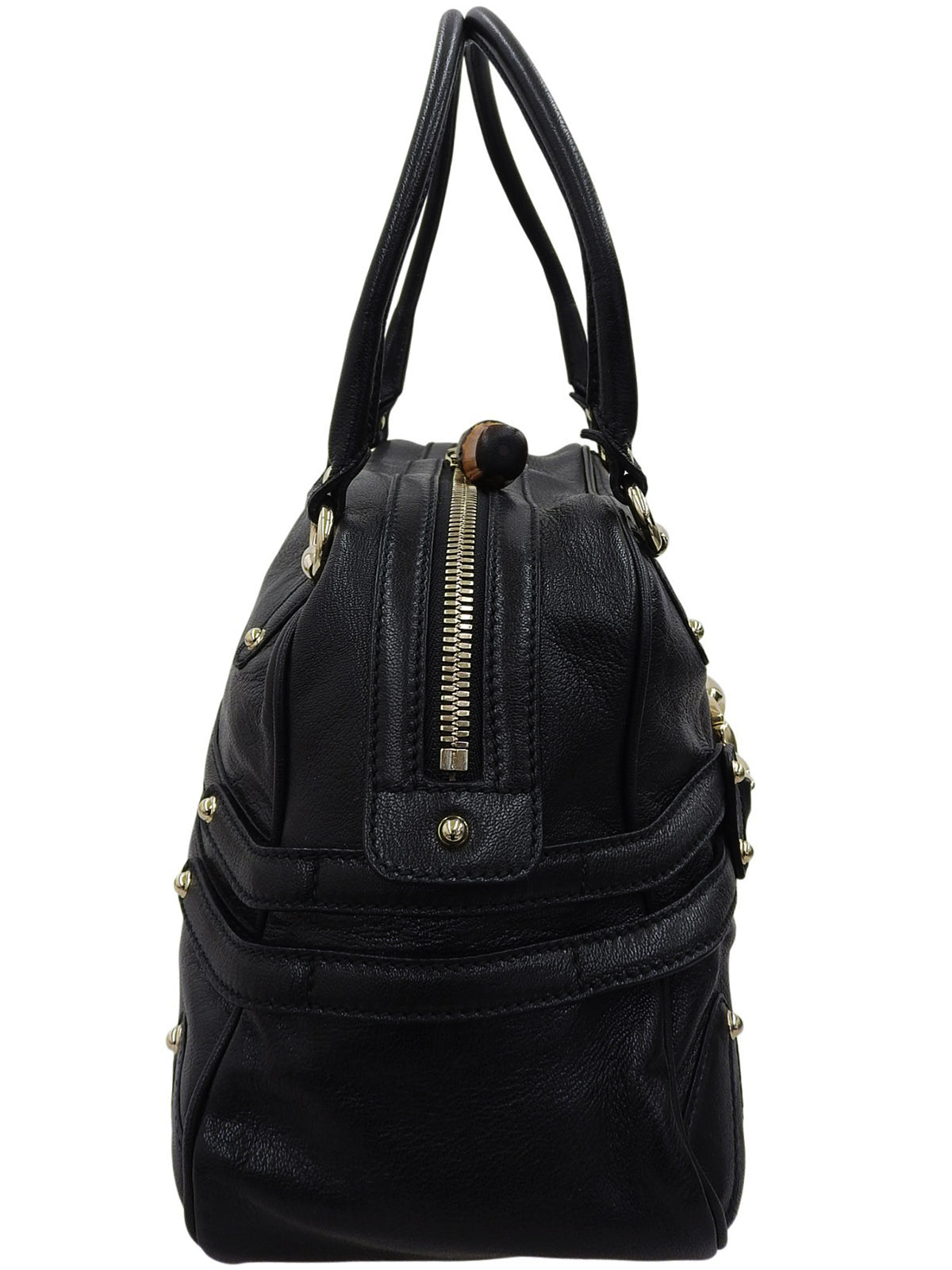 ホースビットプレートショルダーバッグ ブラック