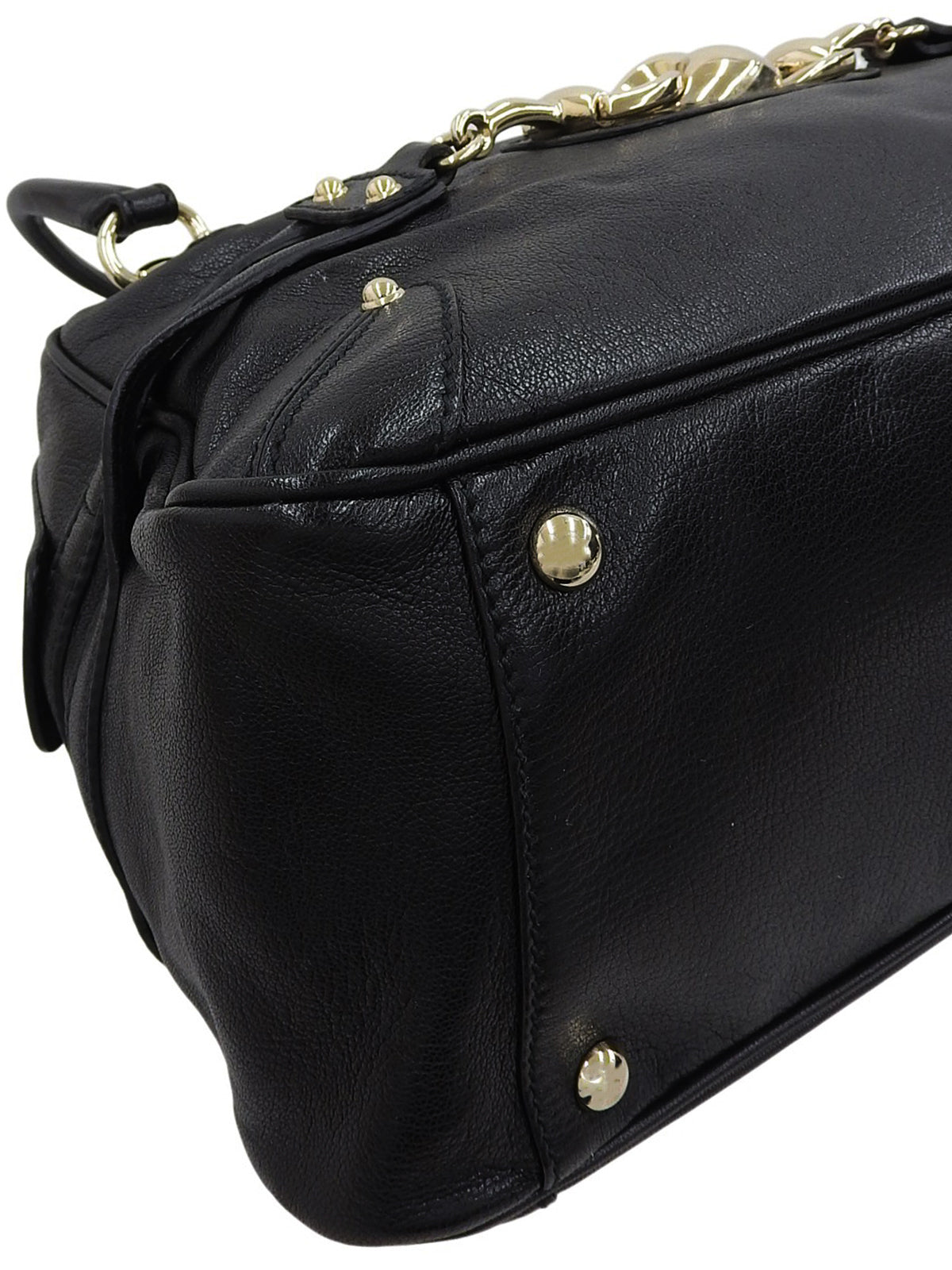 ホースビットプレートショルダーバッグ ブラック