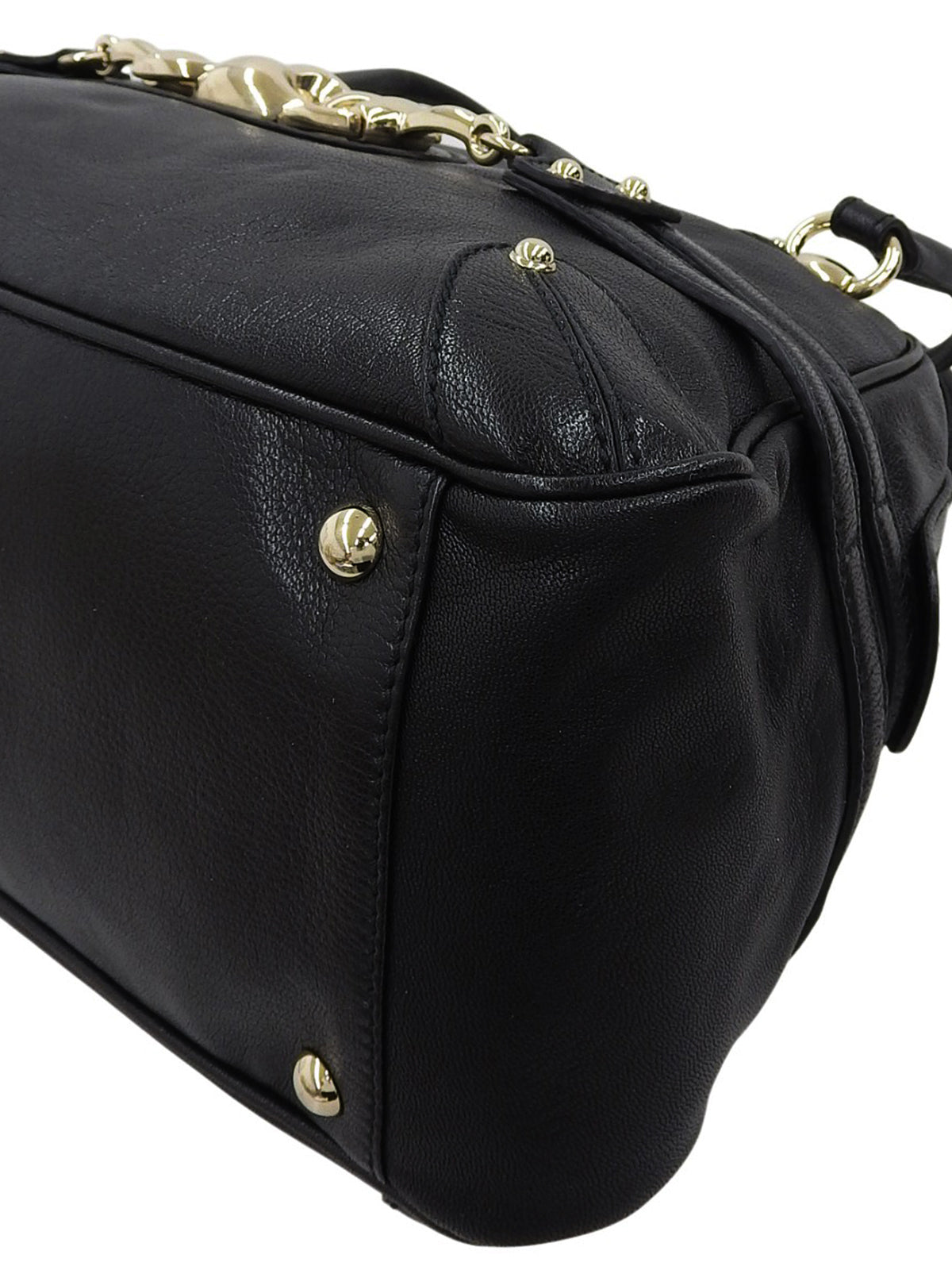 ホースビットプレートショルダーバッグ ブラック