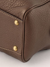 Gancini Plate 2-Way Mini Boston Bag, Brown