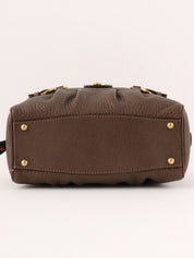Gancini Plate 2-Way Mini Boston Bag, Brown