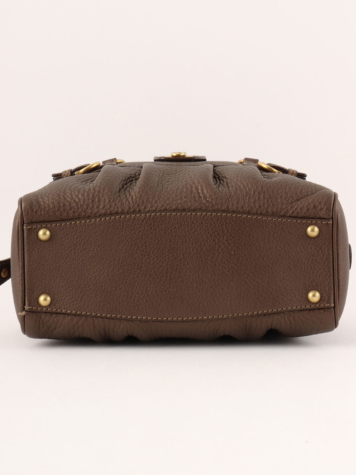 Gancini Plate 2-Way Mini Boston Bag, Brown