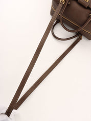 Gancini Plate 2-Way Mini Boston Bag, Brown