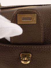 Gancini Plate 2-Way Mini Boston Bag, Brown