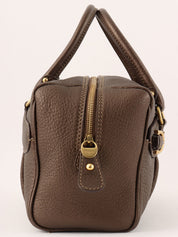 Gancini Plate 2-Way Mini Boston Bag, Brown