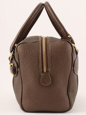 Gancini Plate 2-Way Mini Boston Bag, Brown