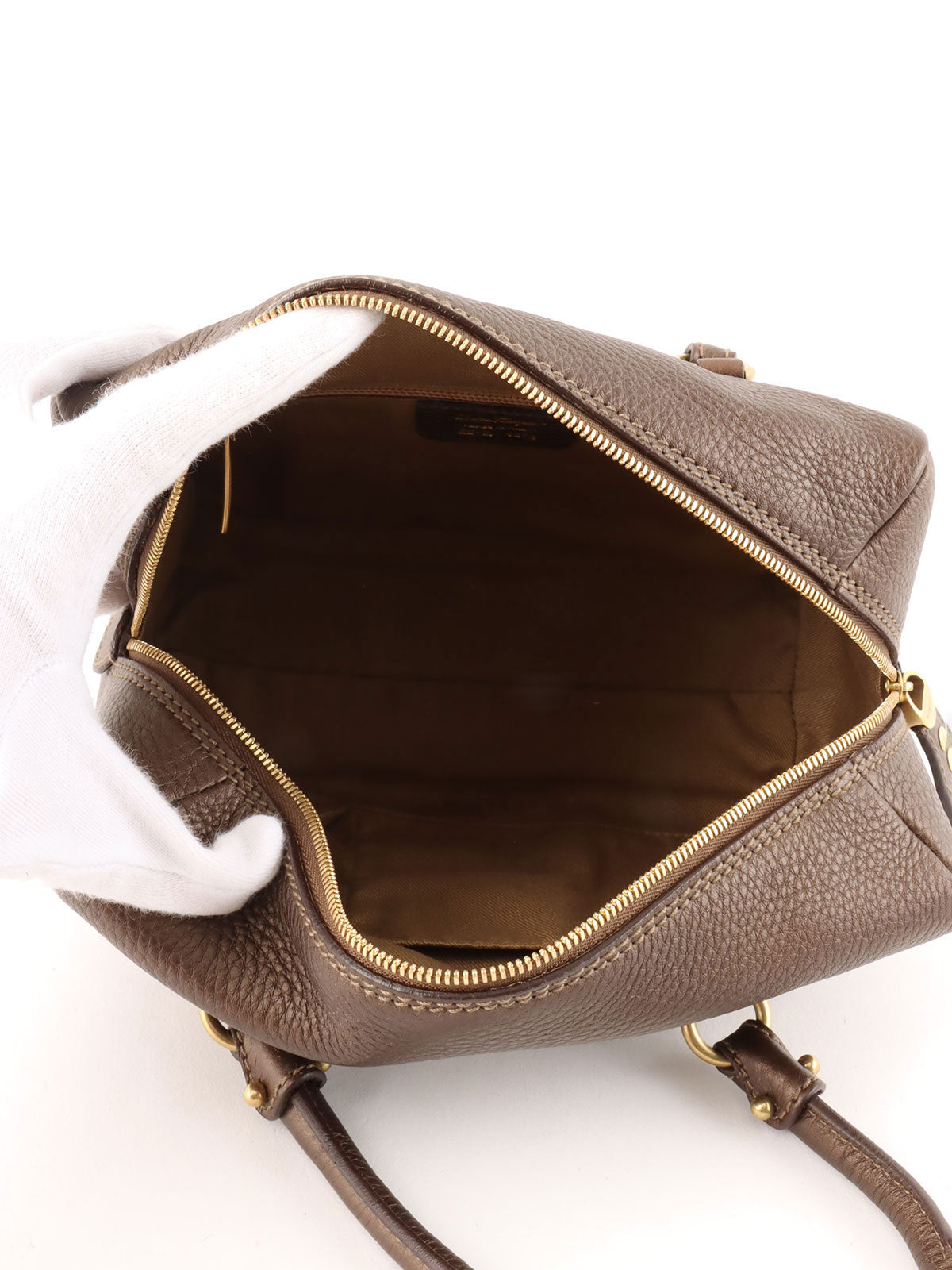Gancini Plate 2-Way Mini Boston Bag, Brown