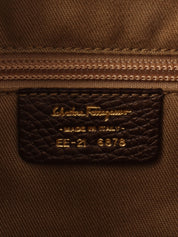 Gancini Plate 2-Way Mini Boston Bag, Brown