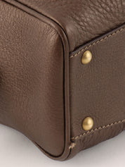 Gancini Plate 2-Way Mini Boston Bag, Brown