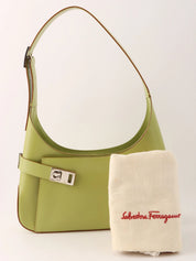Gancini Plate One-Shoulder Bag Light Green