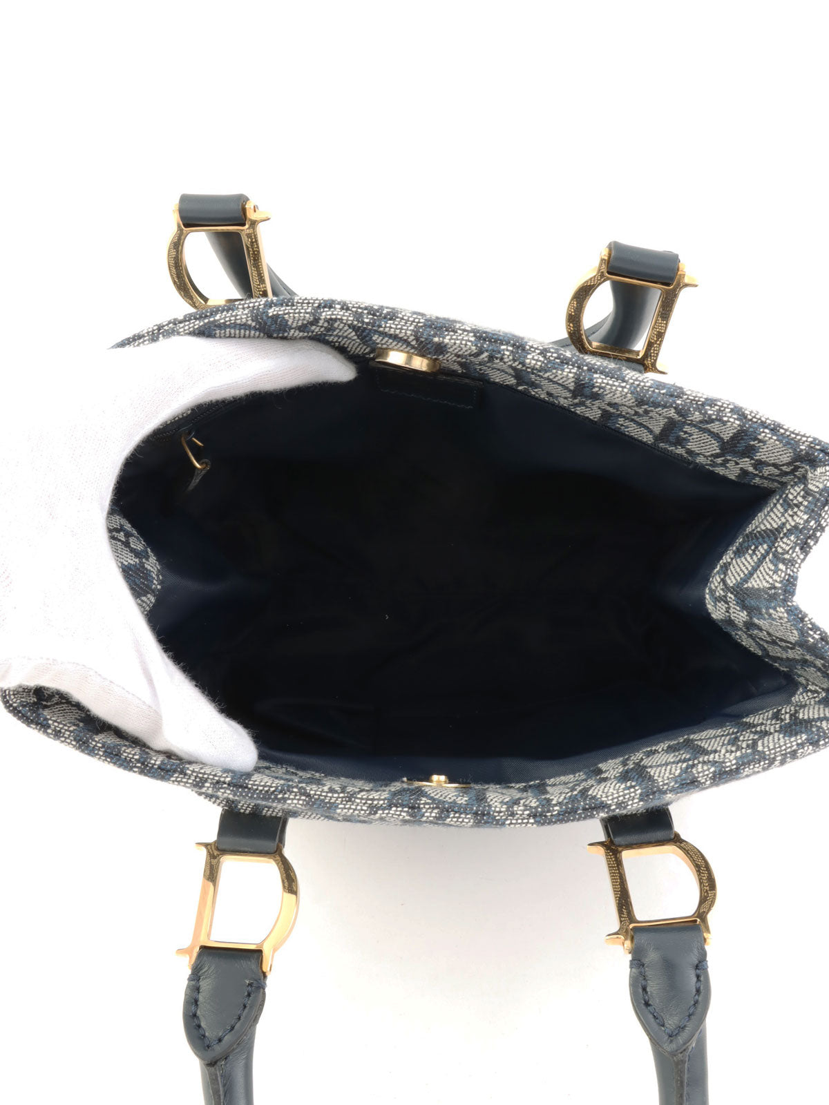 トロッターパターンハンドバッグ ネイビー