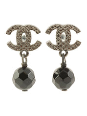 2015 Black Stone CC Mark Swing Earrings in Silver/Black