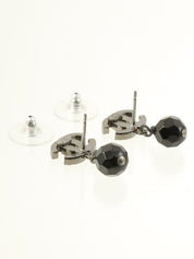 2015 Black Stone CC Mark Swing Earrings in Silver/Black