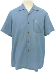 ロゴ刺繍ハーフスリーブシャツ　ブルー