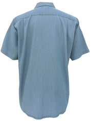 ロゴ刺繍半袖シャツ ブルー