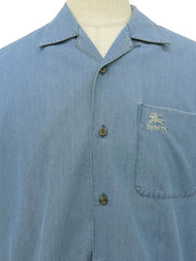 ロゴ刺繍ハーフスリーブシャツ　ブルー